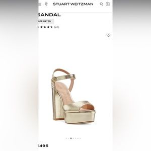 Stuart Weitzman Ryder Platform Sandal Liquid Metallic Leather - Size 7